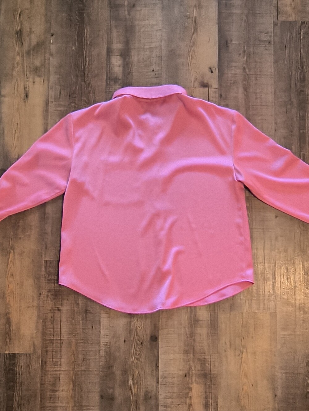 Gianni Bini Hot Pink Button-Down Collared Long Sleeved Blouse Office Night Out - Picture 9 of 11